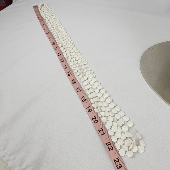 Vintage Cream Layered Fused Beads Long Necklace - Picture 5 of 5